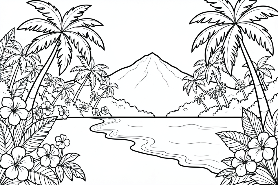 paradis tropical Coloriage paradis tropical