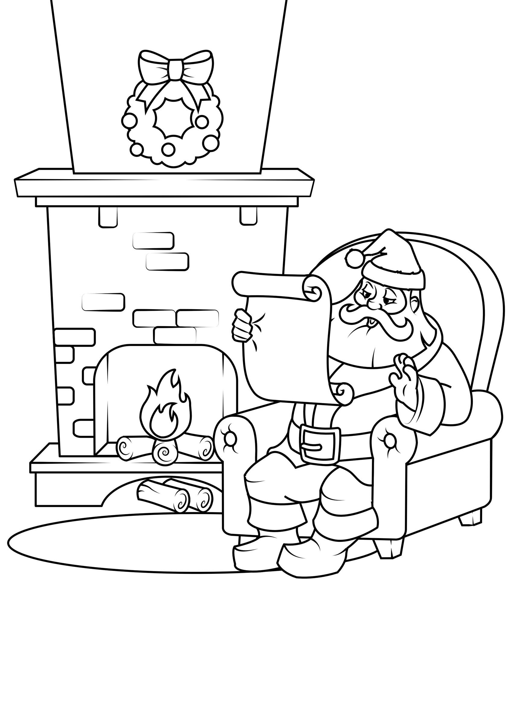 pA¨re noA«l avec cadre Coloriage pA¨re noA«l avec cadre