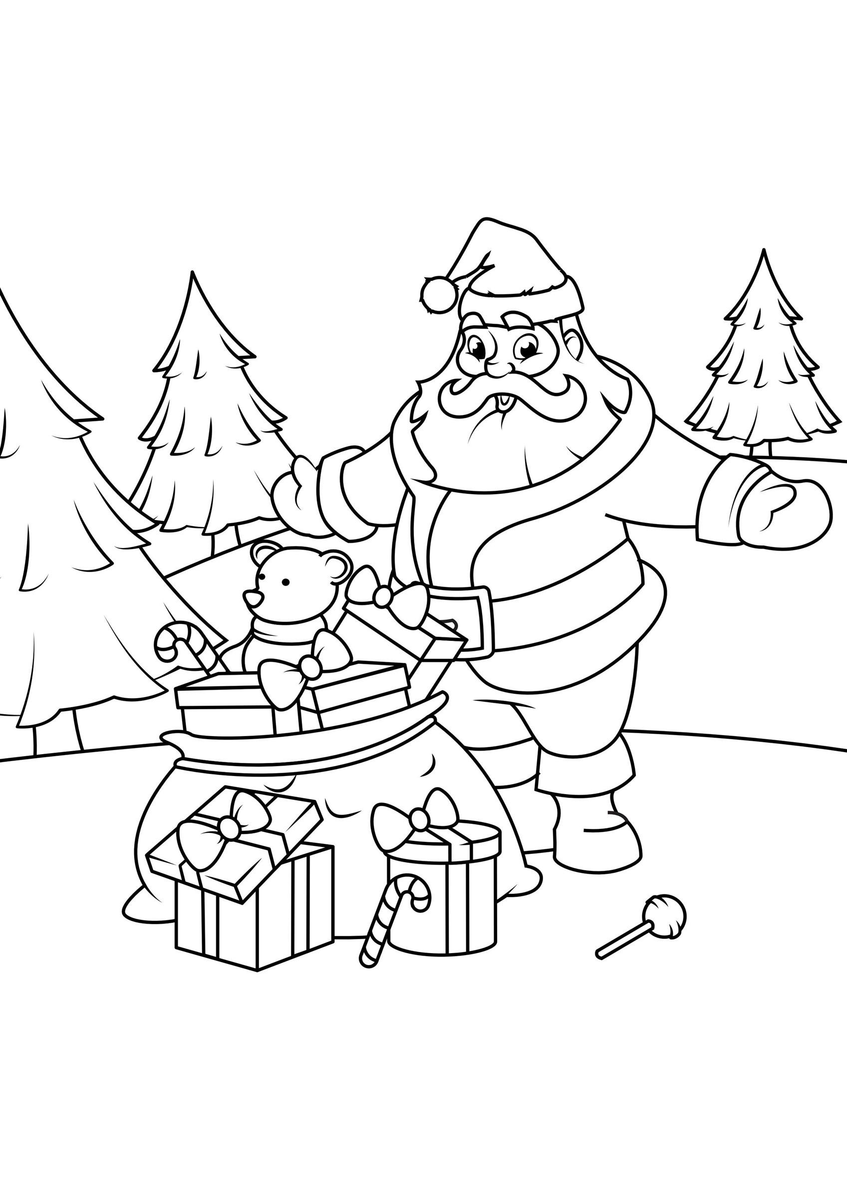pA¨re noA«l avec colis Coloriage pA¨re noA«l avec colis