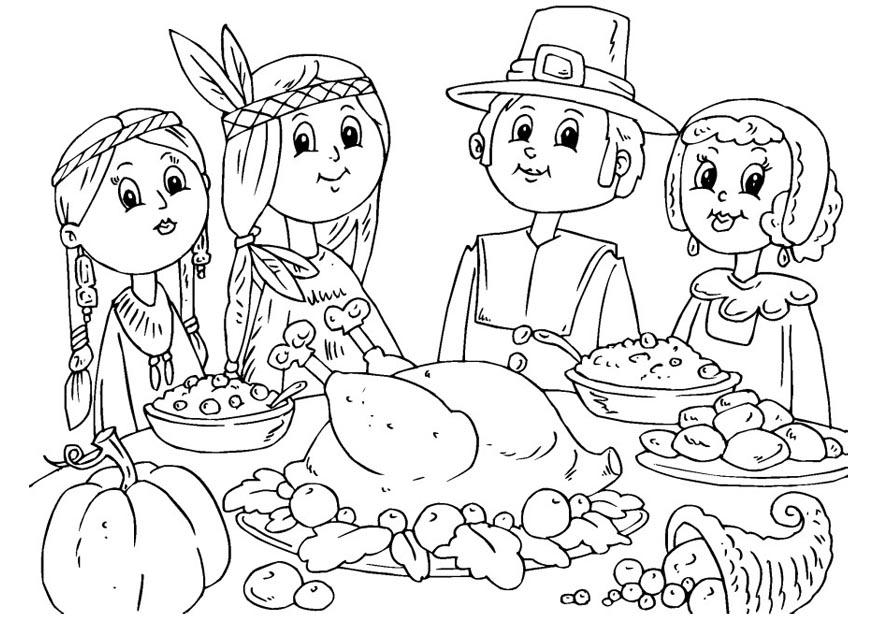 partager le repas Coloriage partager le repas