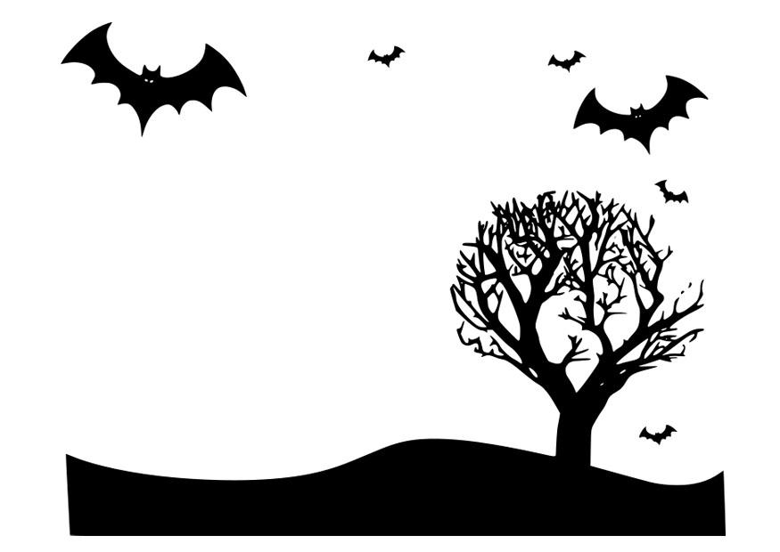 paysage dhalloween Coloriage paysage dhalloween