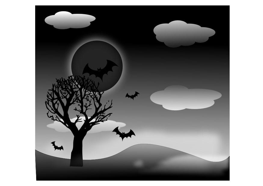 paysage halloween Coloriage paysage halloween
