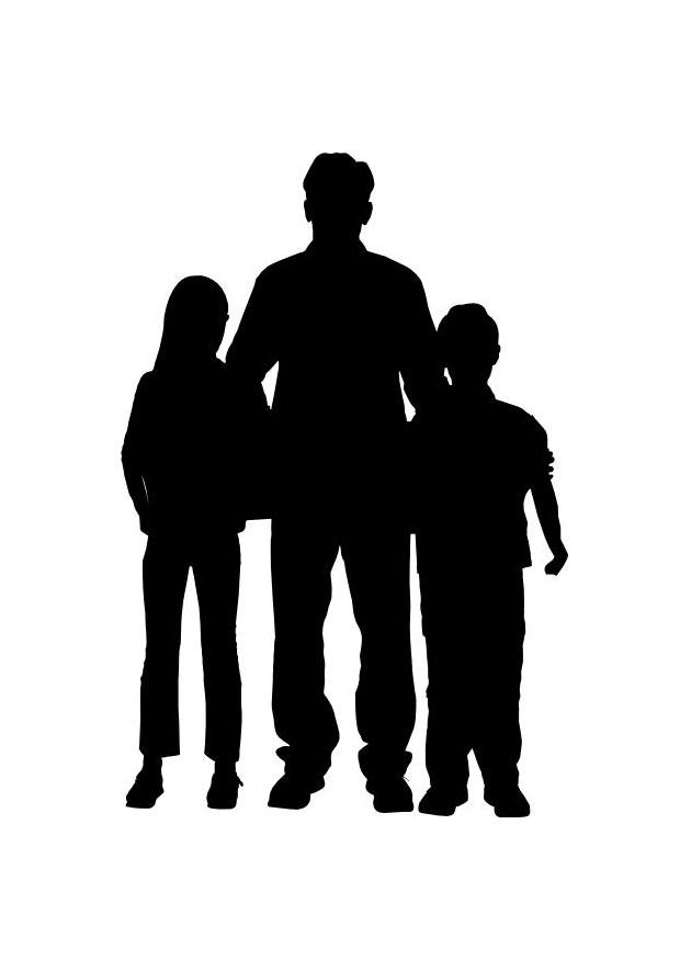 pA¨re avec fils et fille Coloriage pA¨re avec fils et fille