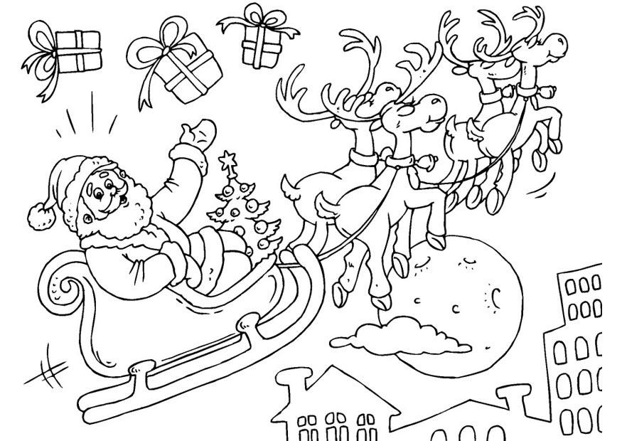 pA¨re noA«l en traA®neau Coloriage pA¨re noA«l en traA®neau