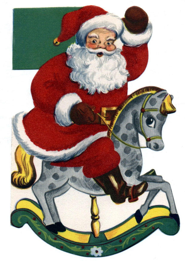 pA¨re noA«l sur cheval A bascule Image pA¨re noA«l sur cheval A bascule
