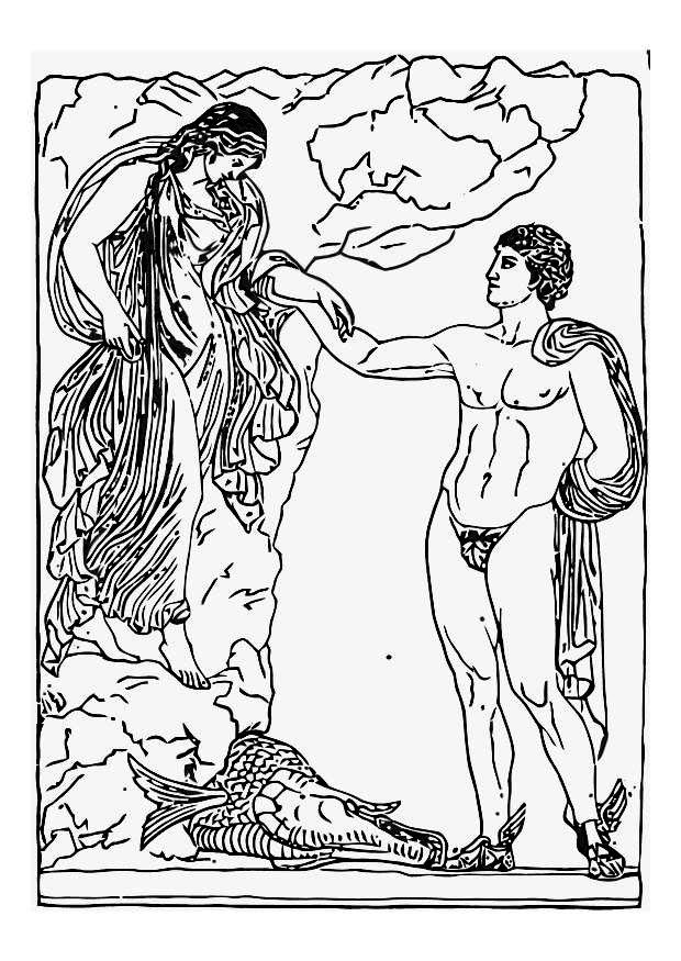persA©e et andromA¨de Coloriage persA©e et andromA¨de