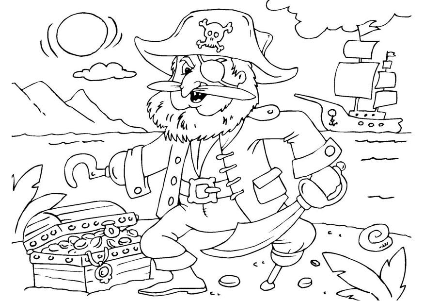 pirate avec trA©sor Coloriage pirate avec trA©sor
