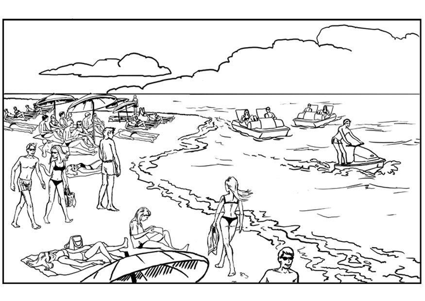 plage et mer Coloriage plage et mer