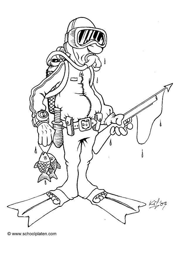 plongeur Coloriage plongeur