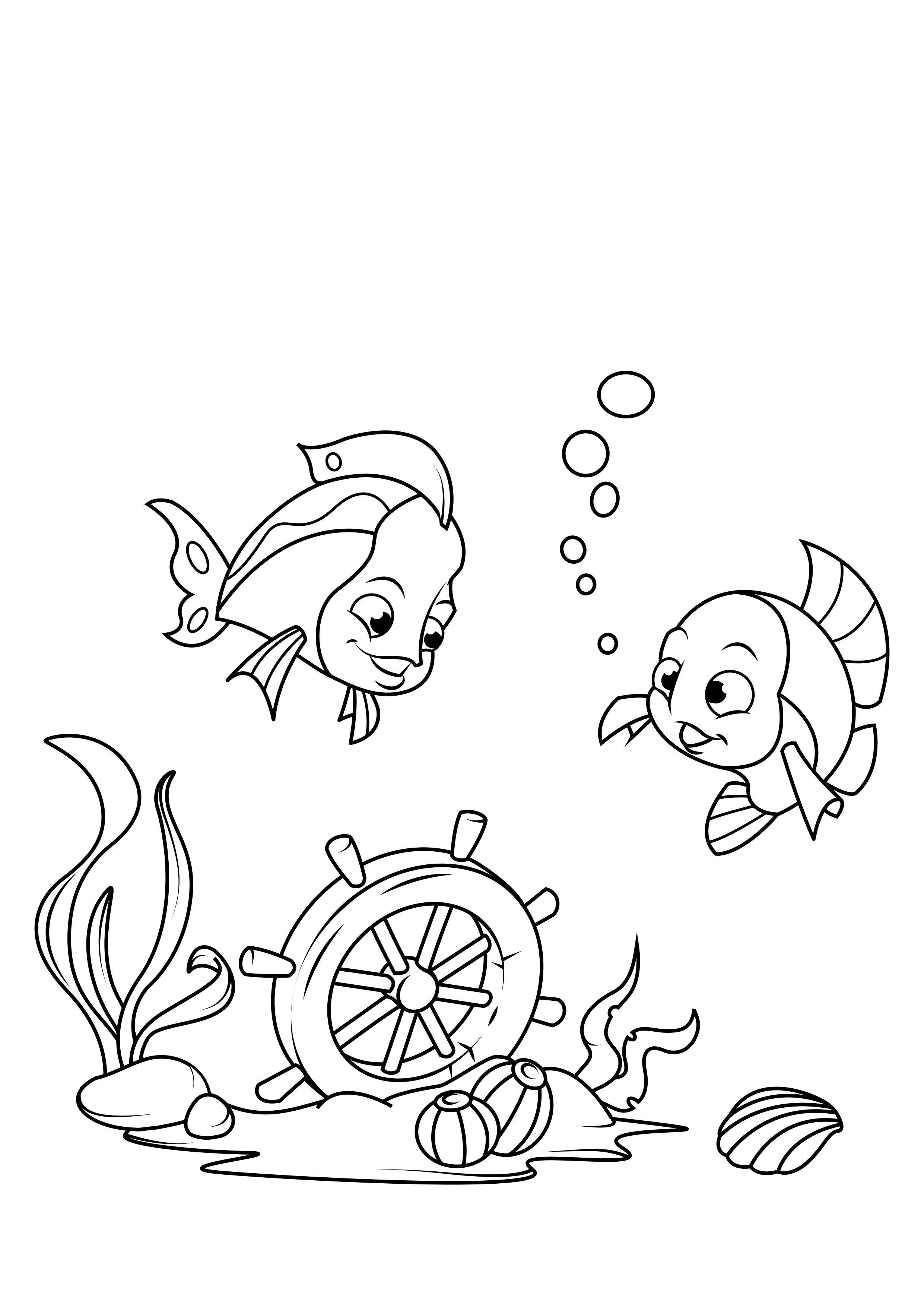 poisson et volant Coloriage poisson et volant