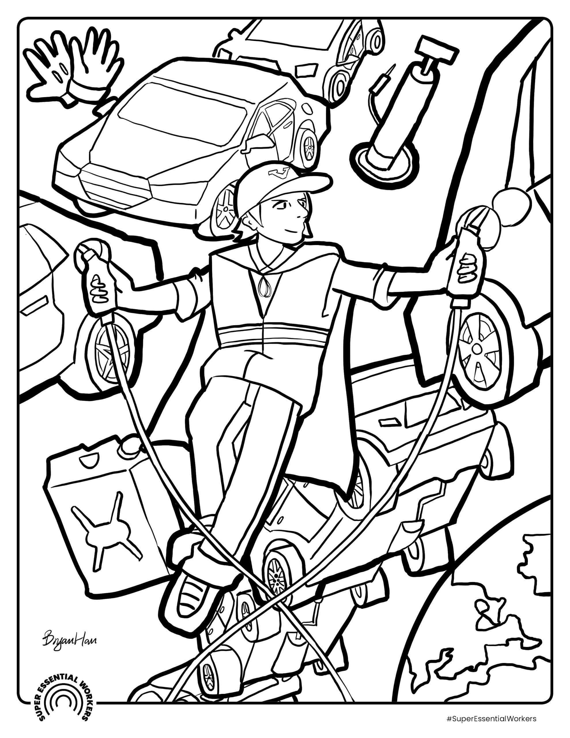 pompiste Coloriage pompiste