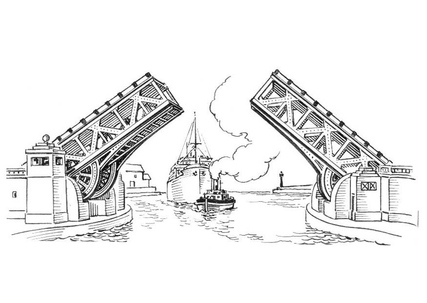 pont - pont A bascule Coloriage pont - pont A bascule