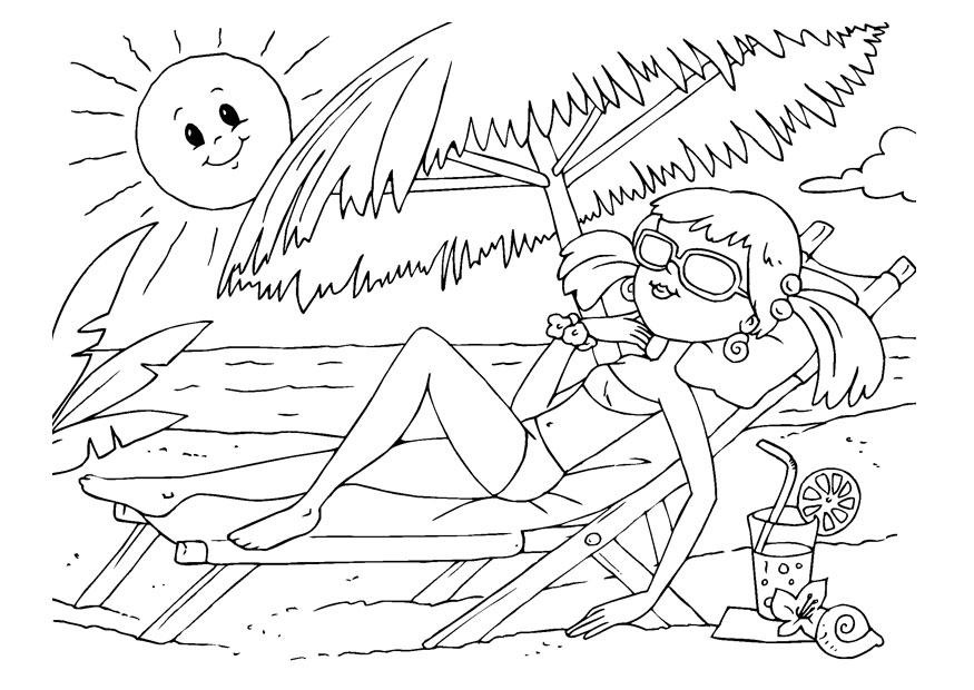 prendre un bain de soleil Coloriage prendre un bain de soleil
