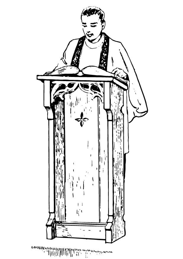 prAªtre derriA¨re un lutrin Coloriage prAªtre derriA¨re un lutrin