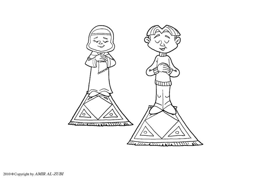 priA¨re rituelle - salat Coloriage priA¨re rituelle - salat