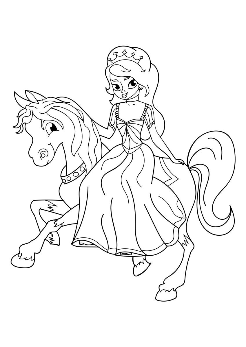 princesse A cheval Coloriage princesse A cheval