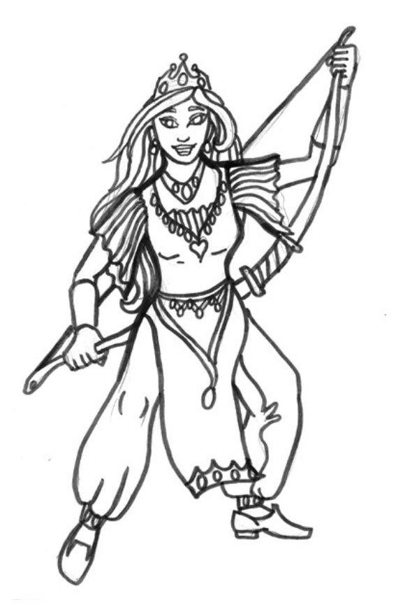 princesse-archer Coloriage princesse-archer