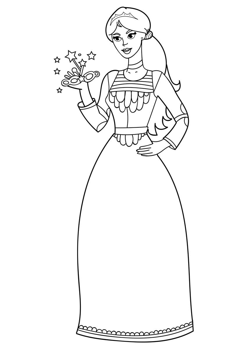 princesse avec masque Coloriage princesse avec masque