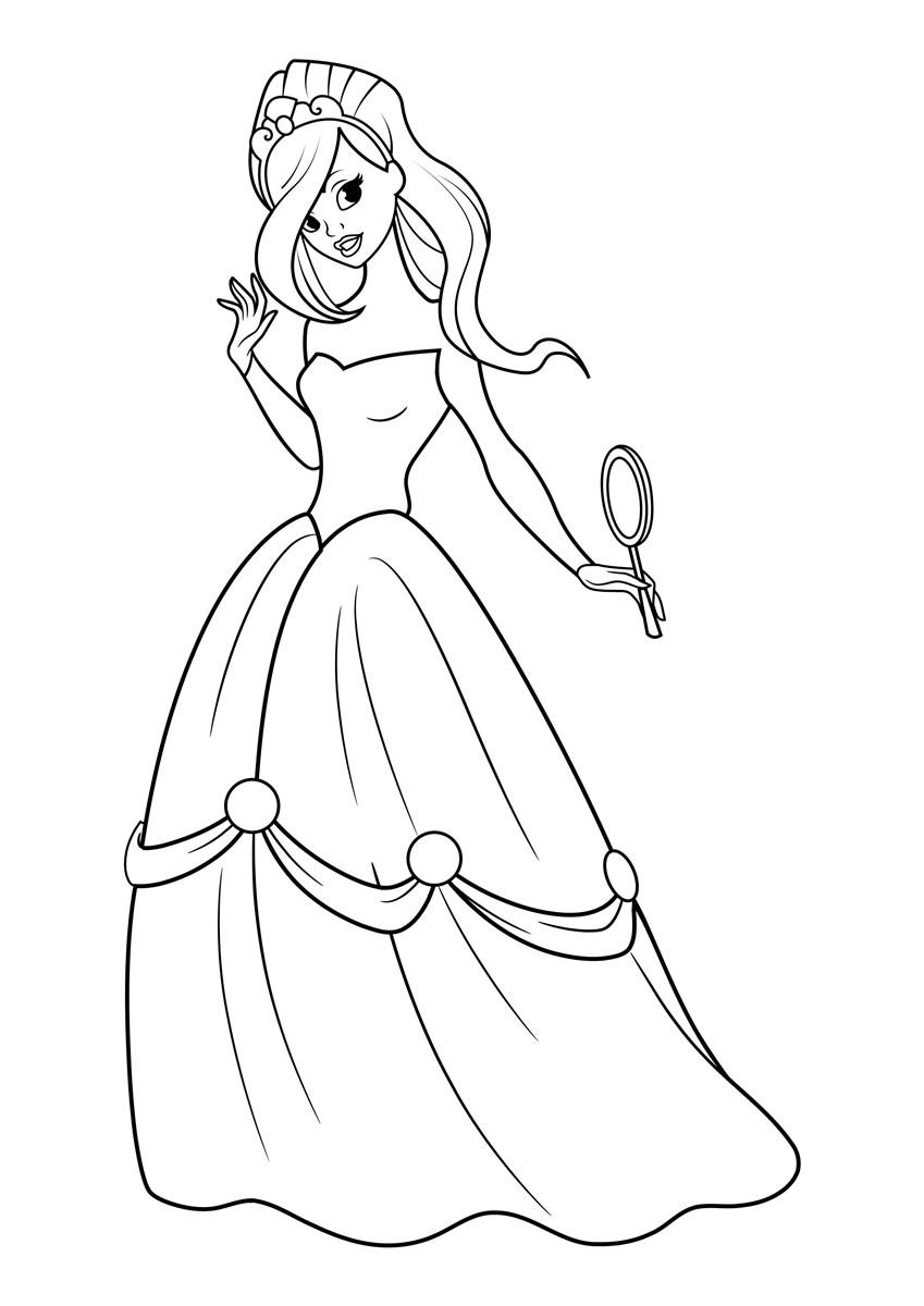 princesse avec miroir Coloriage princesse avec miroir