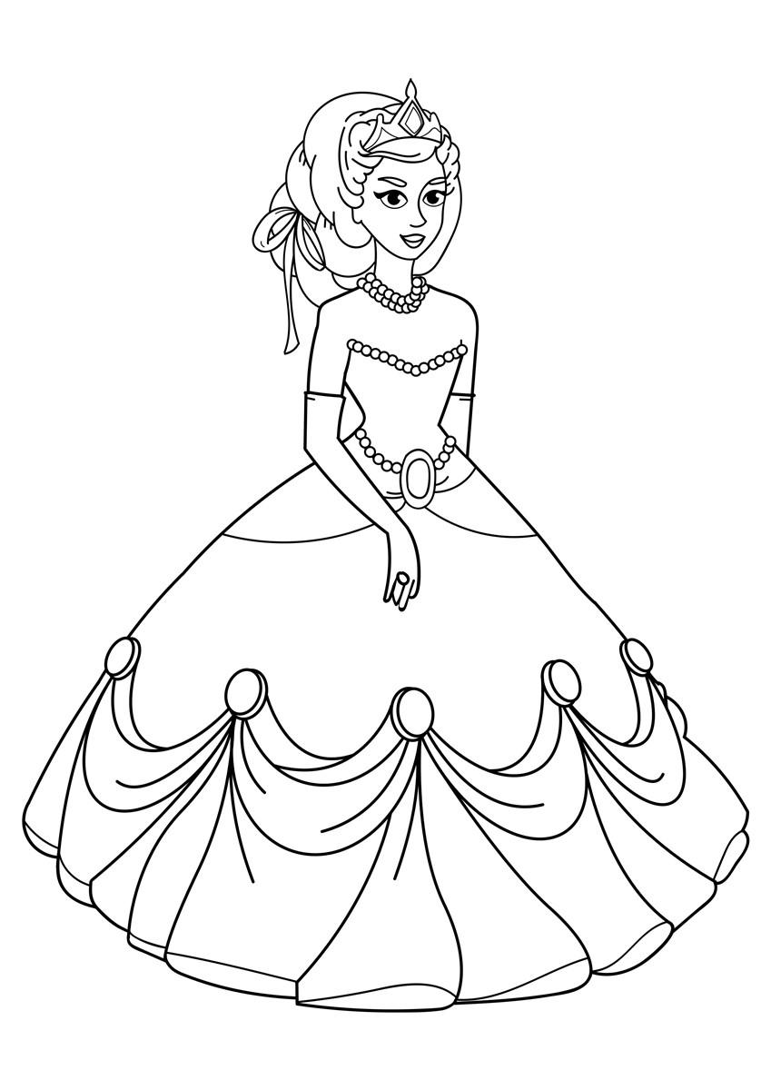 princesse avec robe Coloriage princesse avec robe