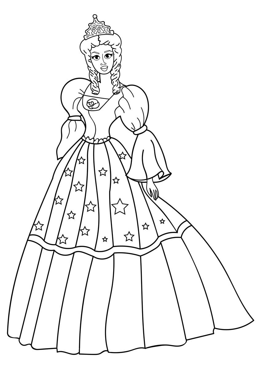 princesse avec robe Coloriage princesse avec robe