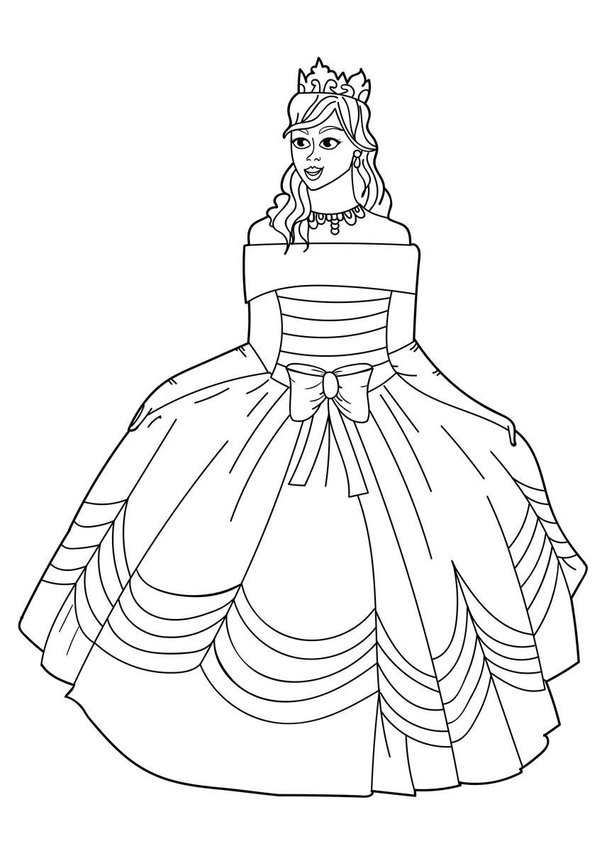 princesse avec robe Coloriage princesse avec robe