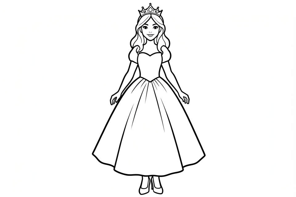 princesse avec une petite couronne Coloriage princesse avec une petite couronne