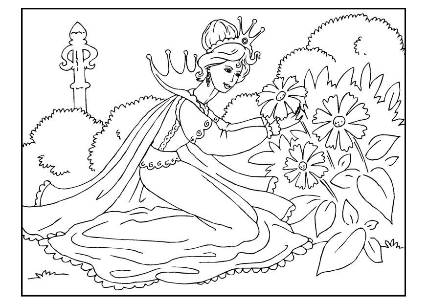 princesse cueille des fleurs Coloriage princesse cueille des fleurs