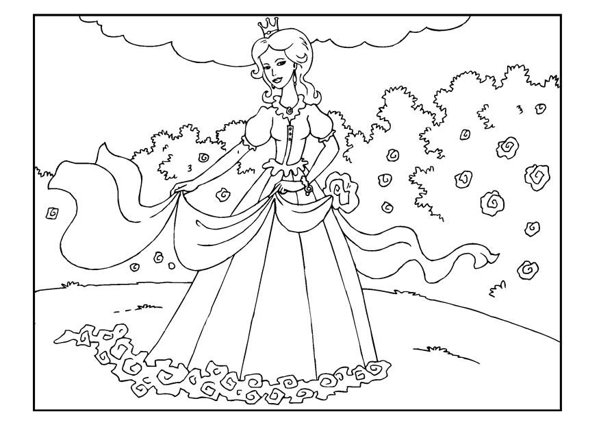princesse dans le jardin Coloriage princesse dans le jardin