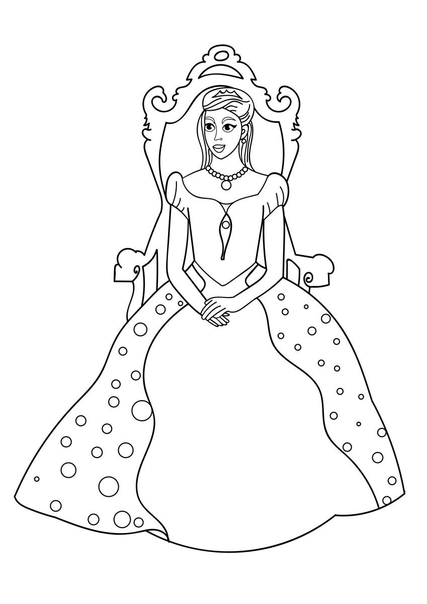 princesse sur le trA´ne Coloriage princesse sur le trA´ne