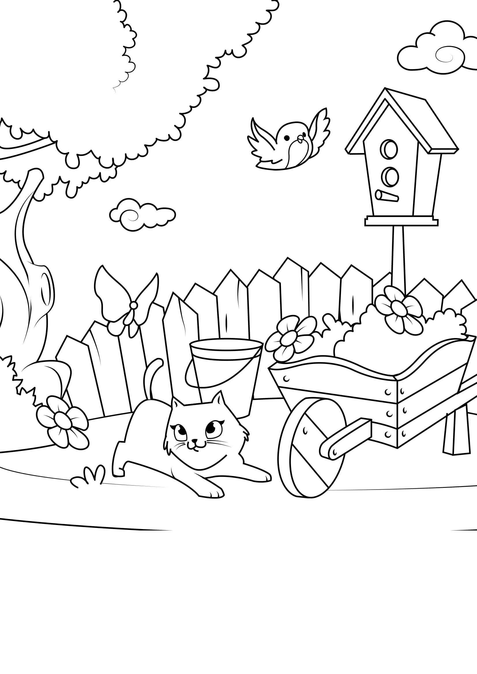 printemps dans le jardin Coloriage printemps dans le jardin