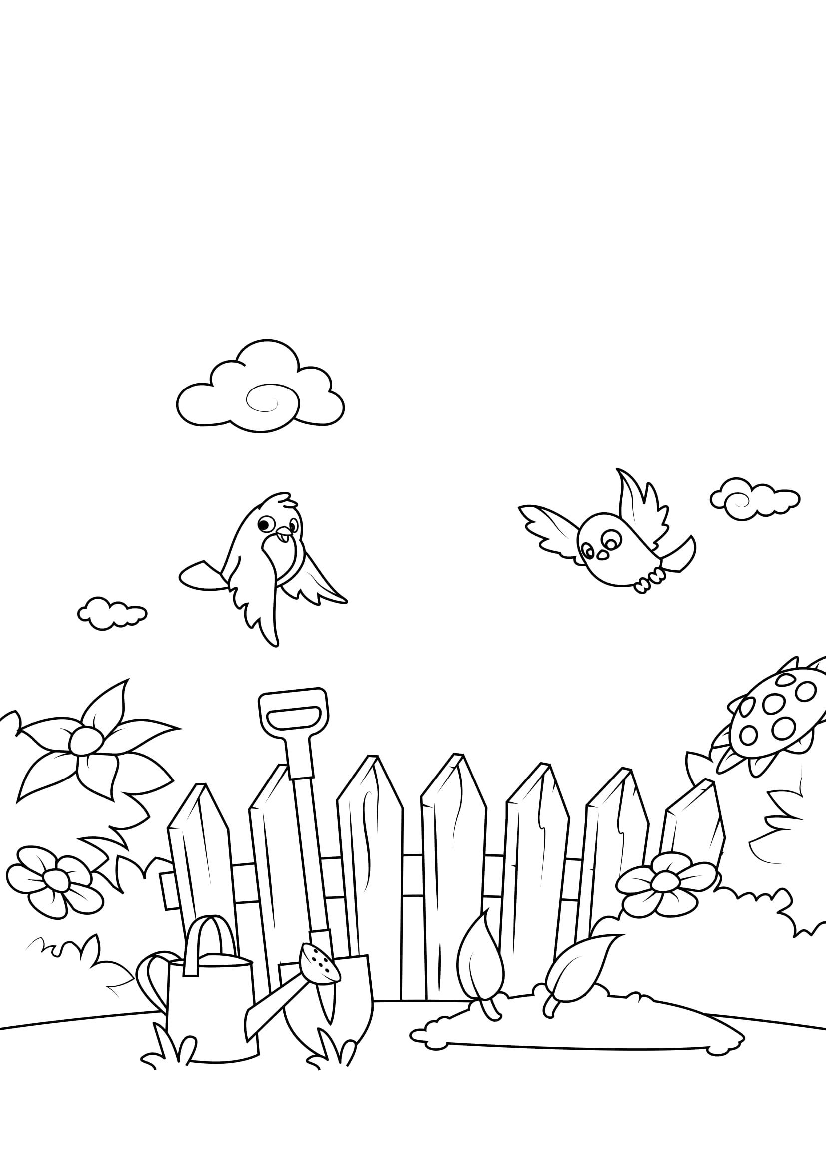 printemps dans le jardin Coloriage printemps dans le jardin