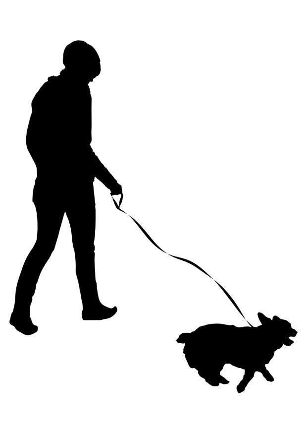 promener le chien Coloriage promener le chien