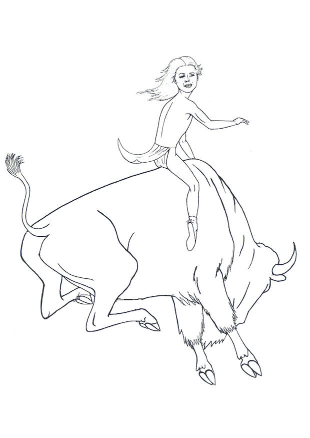rodA©o sur un bison Coloriage rodA©o sur un bison