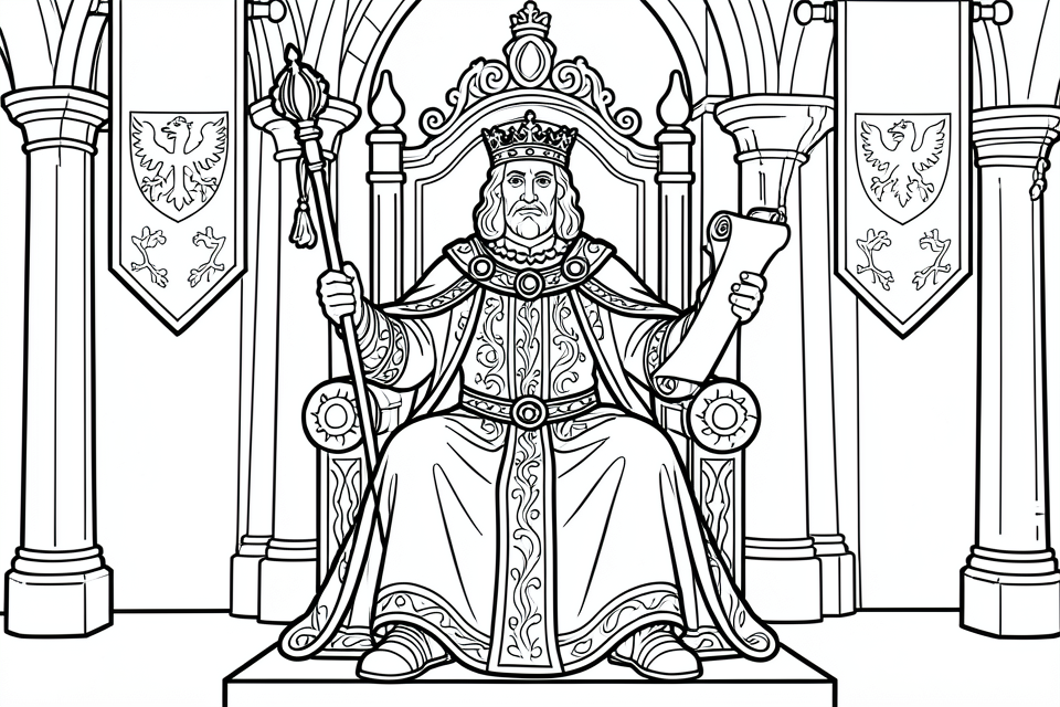 Coloriage roi sur le trA´ne