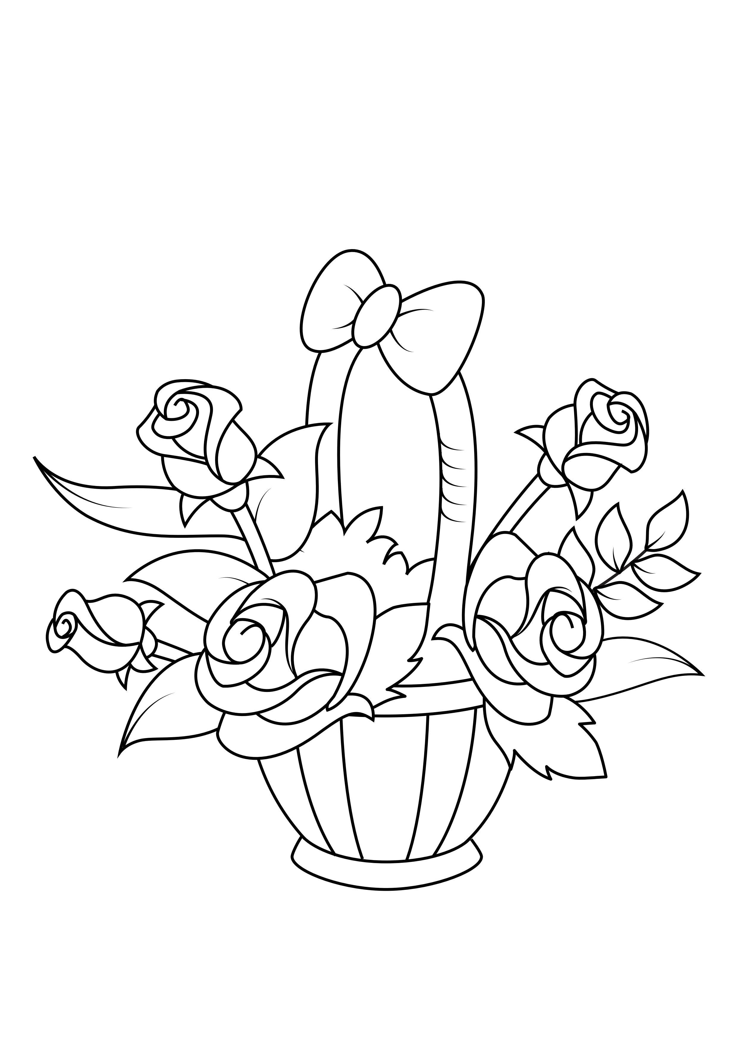 roses dans le panier Coloriage roses dans le panier
