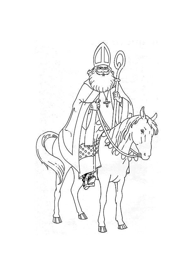 saint nicolas sur son cheval Coloriage saint nicolas sur son cheval