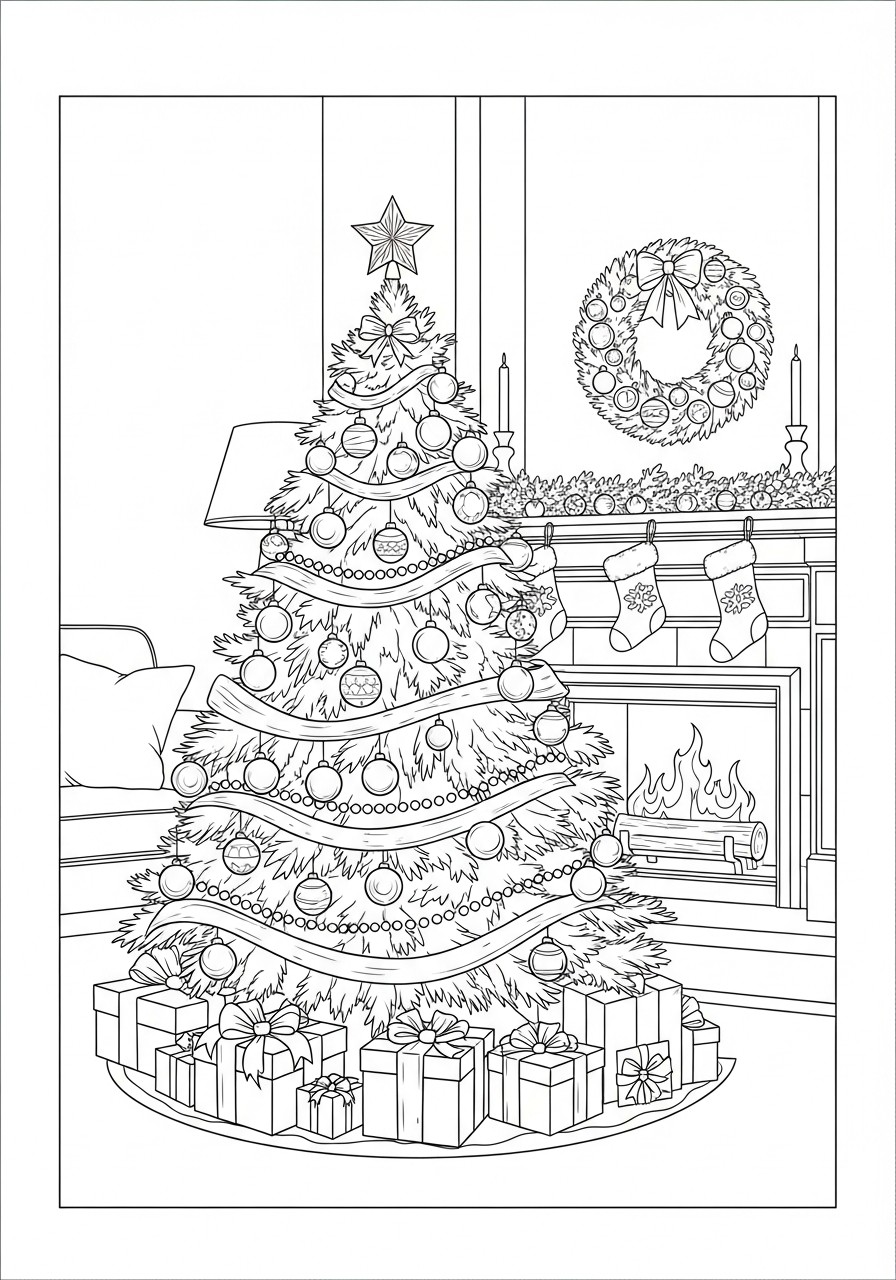 sapin de noA«l avec chaussettes de noA«l Coloriage sapin de noA«l avec chaussettes de noA«l