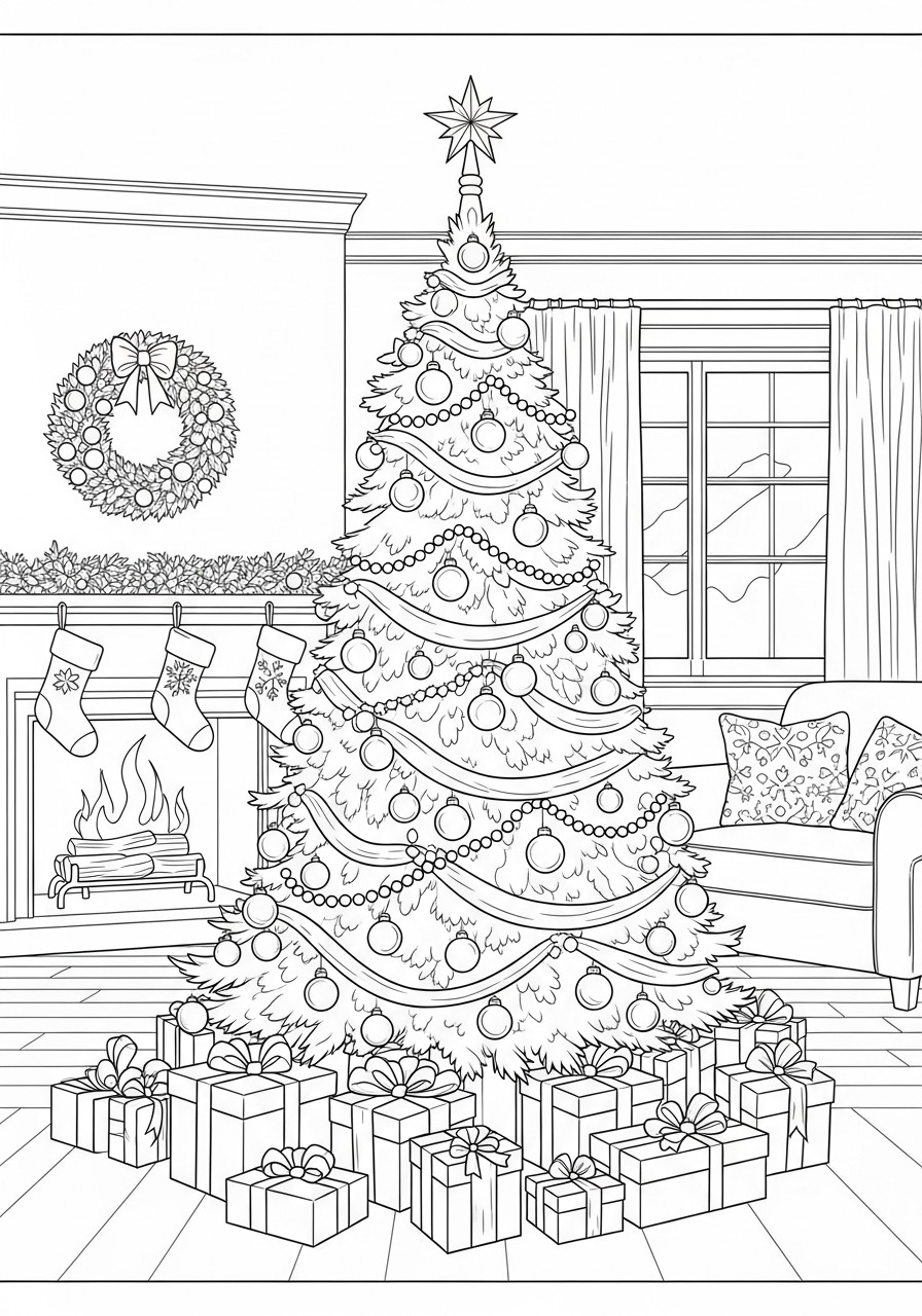 sapin de noA«l avec des cadeaux Coloriage sapin de noA«l avec des cadeaux