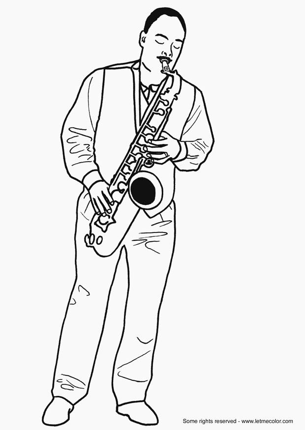 saxophoniste Coloriage saxophoniste