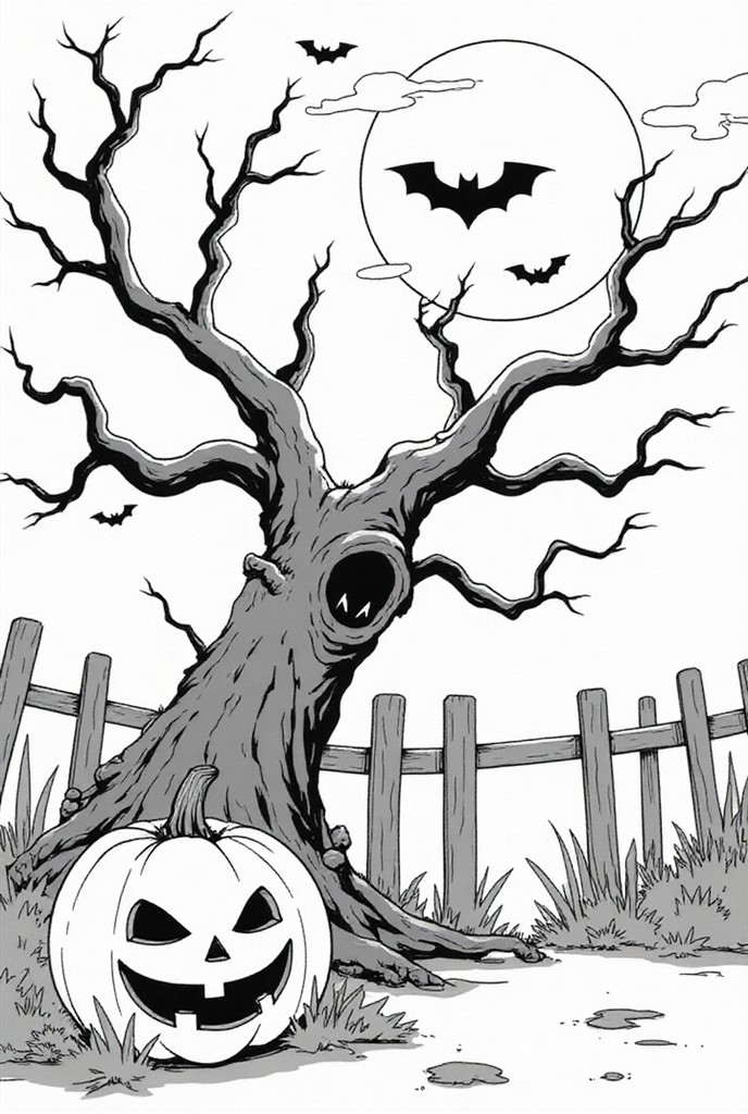 scA¨ne d'halloween Coloriage scA¨ne d'halloween