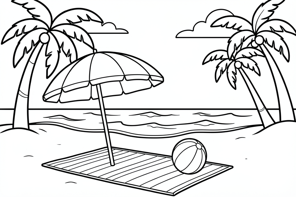 scA¨ne de plage Coloriage scA¨ne de plage