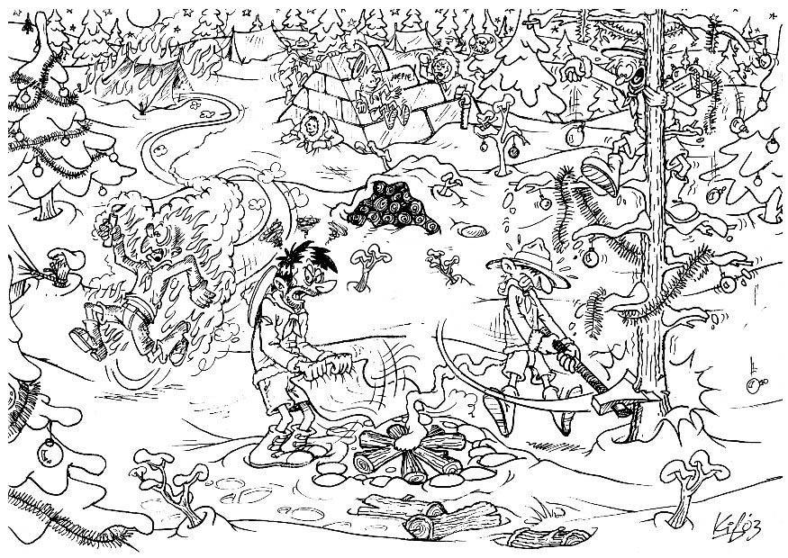 scouts en camp dhiver Coloriage scouts en camp dhiver