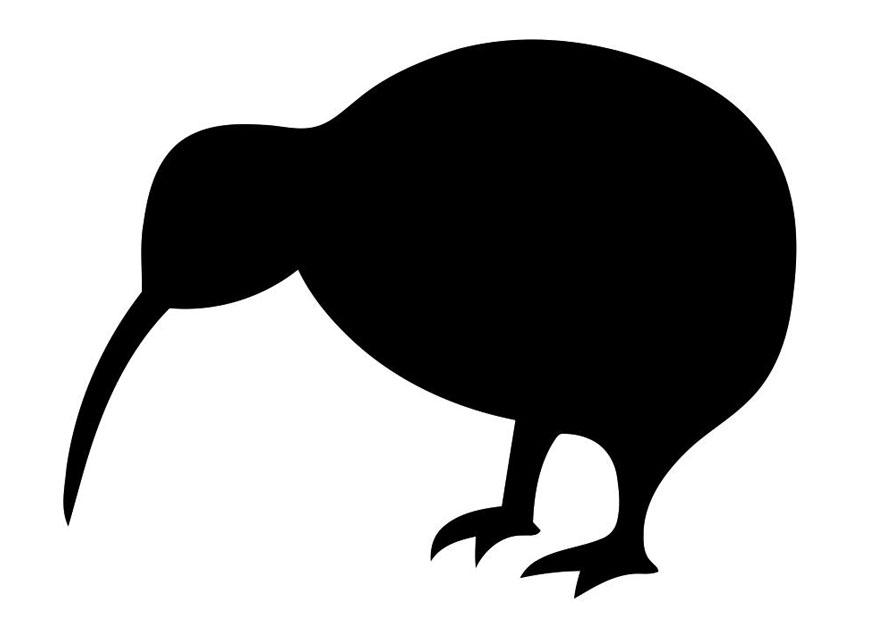 silhouette de oiseau - kiwi Coloriage silhouette de oiseau - kiwi