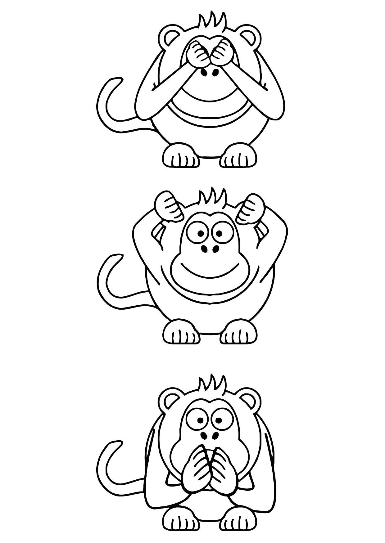 singes de la sagesse Coloriage singes de la sagesse