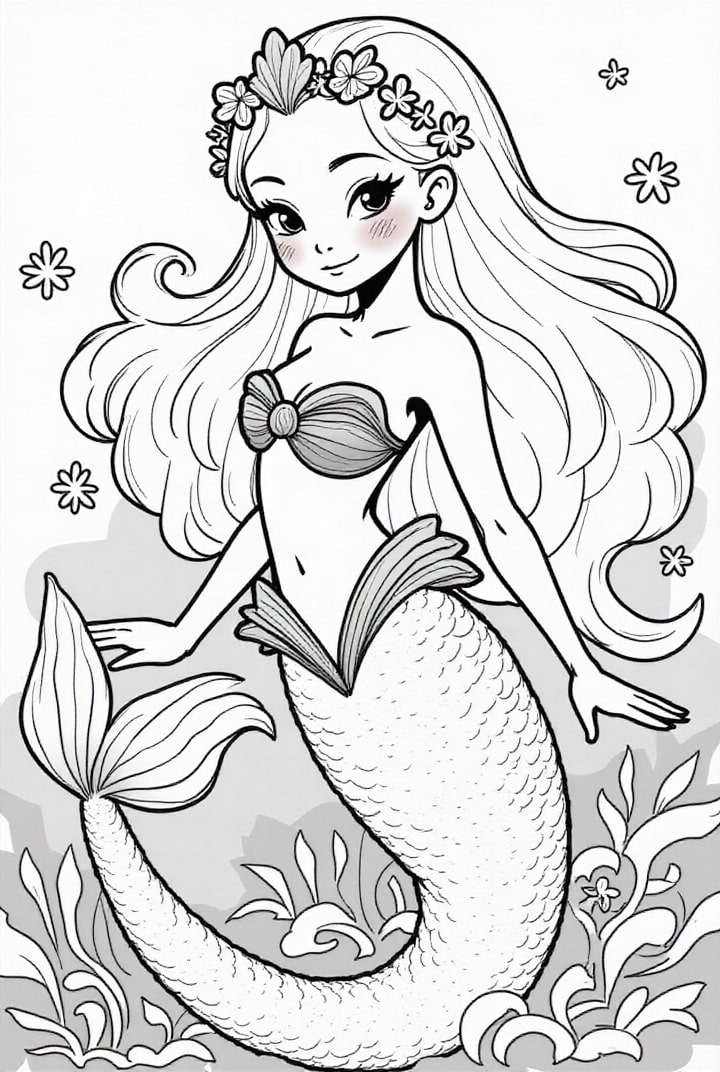 sirA¨ne dans la mer Coloriage sirA¨ne dans la mer