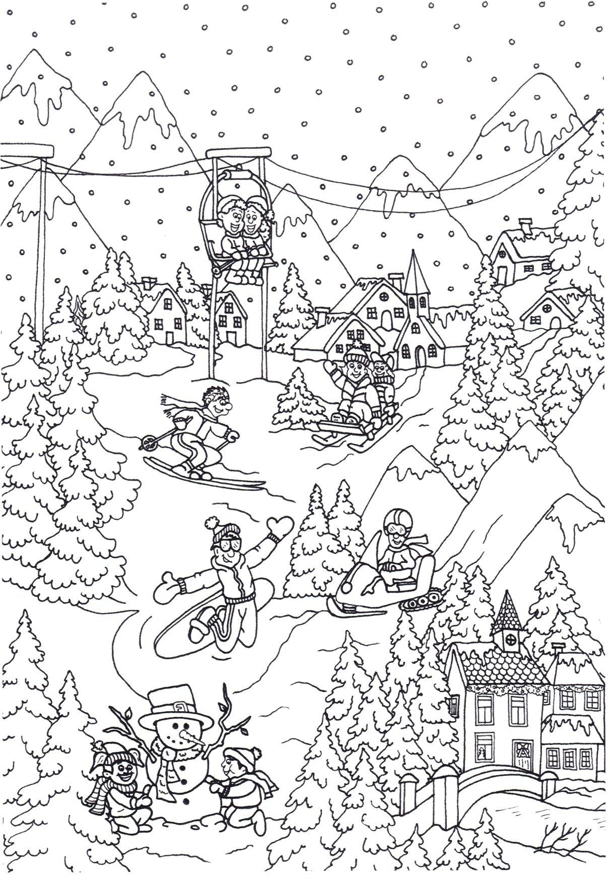 sports d'hiver Coloriage sports d'hiver