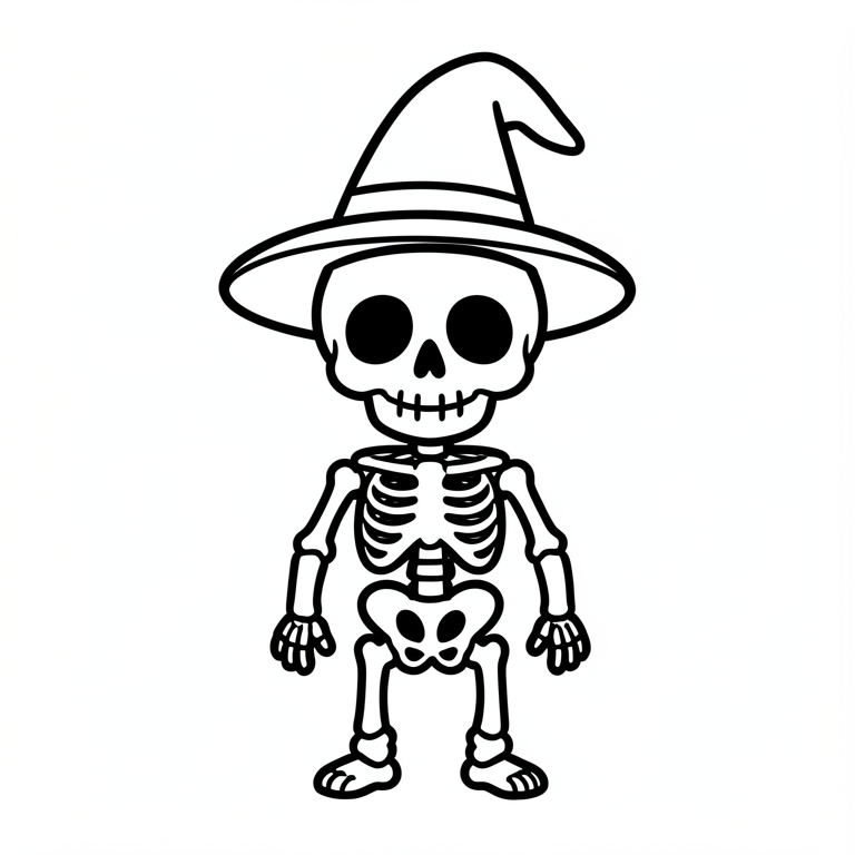 Coloriage squelette mignon d'halloween