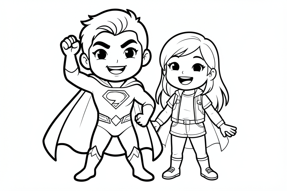 Coloriage super-hA©ros avec une fille