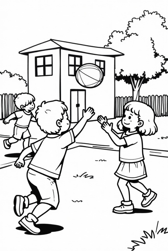 sur le terrain de jeu Coloriage sur le terrain de jeu
